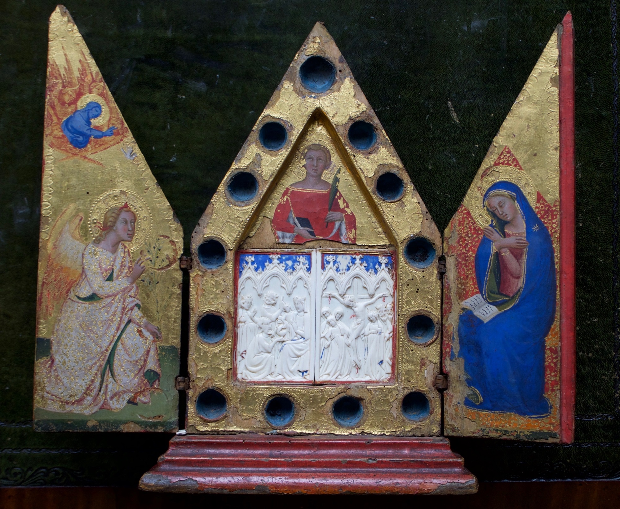 A medieval colour plate depicting religious iconography
